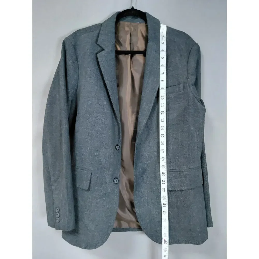 Gap Gray Herringbone Blazer Long Sleeve Collared Men Size S